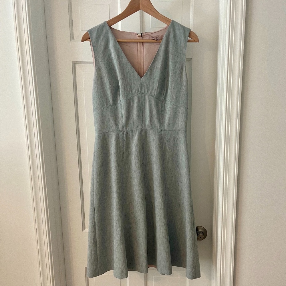Rebecca Taylor, Tailored Fit, A-Line, Light Blue Linen Dress, Size 6